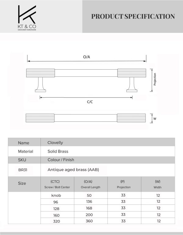 KT&CO Kitchen cabinet handles antique aged brass Rose Bay - Image 7