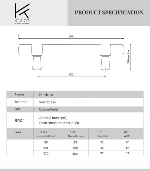KT&CO Kitchen drawer handles Brushed brass/ Aged brass Mildura - Image 2
