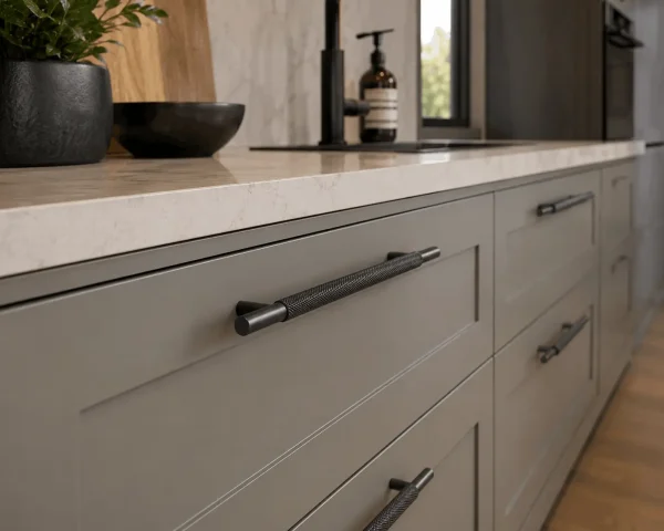 Kitchen Knurled cabinet handles gunmetal grey Bondi - Image 2