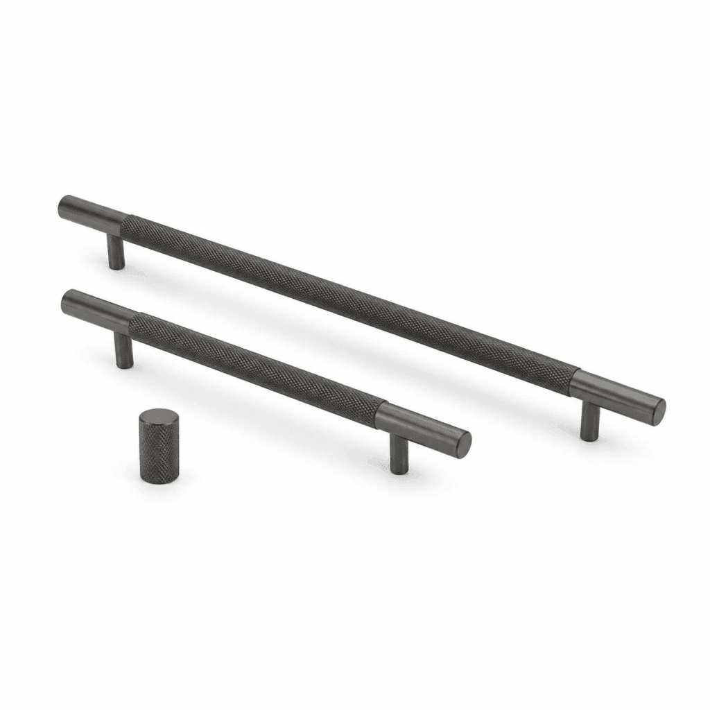 Kitchen Knurled cabinet handles gunmetal grey Bondi