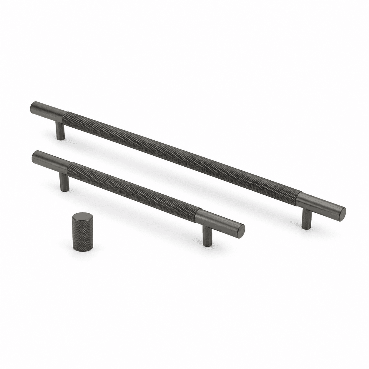 Kitchen Knurled cabinet handles gunmetal grey Bondi