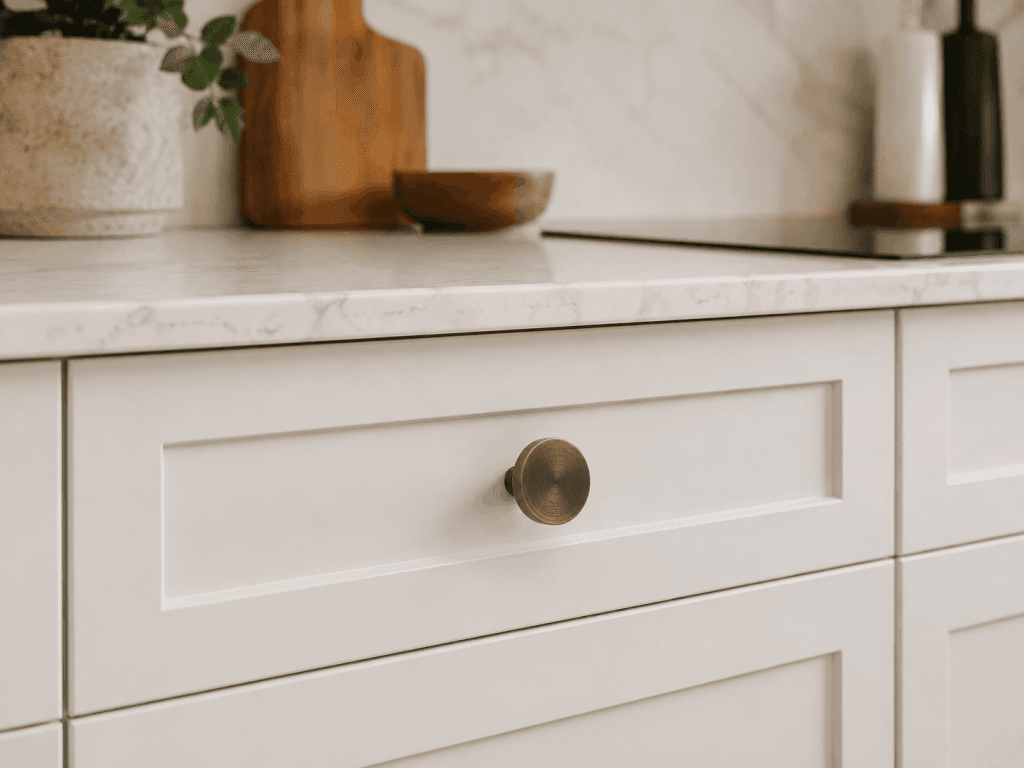 Kitchen button round knobs antique brass