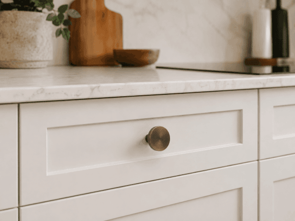 Kitchen button round knobs antique brass